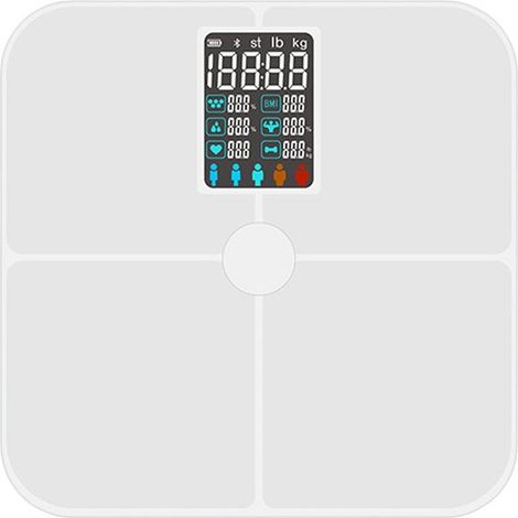 Balance impédancemètre - Grand écran LCD - Ultra-précision - Analyse de la masse grasse et musculaire - Pour le suivi de la santé - Blanche - 30 x 30 cm - 1 pièce