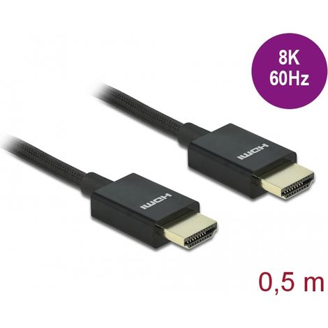 Delock Koaxiales High Speed HDMI Kabel 48 Gbps 8K 60 Hz schwarz 0,5 m