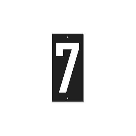 Targa numero civico 7 - 56X130mm - in ABS nero scritta bianca a rilievo, da avvitare - THIRARD (1/2)