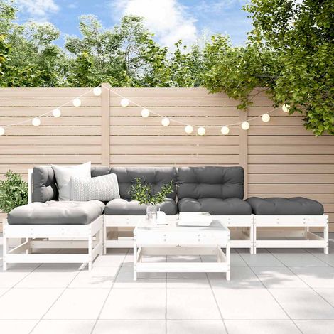 vidaXL Salon de jardin 6 pcs Blanc Bois de pin massif (1/5)
