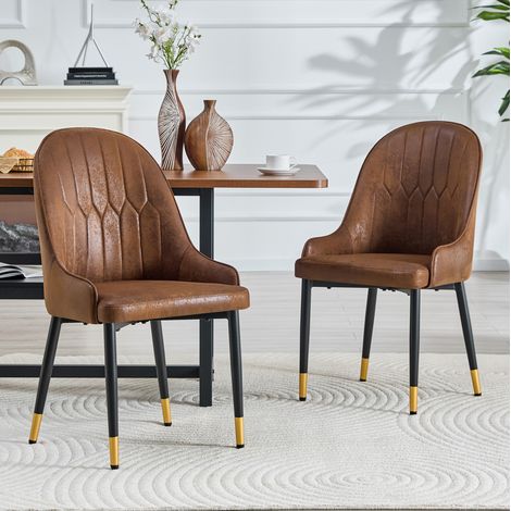 Sillas comedor ergonómicas 2 unidades tela marrón OKMYHOME (1/5)