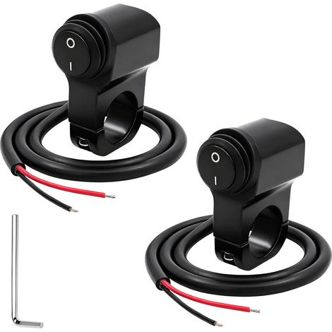 Lot De 2 Interrupteur Guidon Étanche 22 mm Pour Moto Et VTT, Interrupteur Guidon Universel Avec Clé Galvanisée 2,5 mm, Interrupteur Pour Phare, Antibrouillard Et Feux LED (1/5)