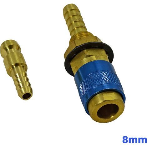 Raccord Rapide Chalumeau Oxygène Acétylène, 2 Pièces Adaptateur Gaz Soudure 8mm, Connecteur Rapide Torche TIG, Joint Étanche pour Poste à Souder (1/5)