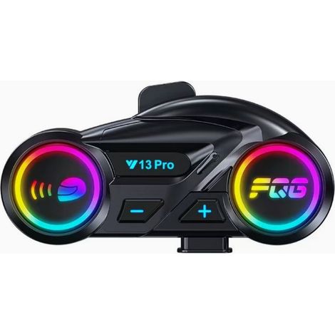HK&HankeY13Pro - Casque Bluetooth pour moto, intercom de casque avec lumière couleur RGB, stéréo haute fidélité, étanche IP67. (1/5)