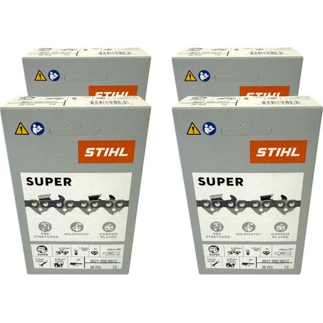 Stihl 4x 3/8" Rapid Super 3 (RS3) Sägekette 50 cm 3/8" 1,6 mm 72 TG 4 Stück ( 4x 36260000072 ) (1/5)