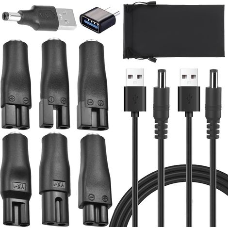 5V Power Cord USB Adapter Replacement Charging Cable for Electric Trimmers Beard Trimmer (2 Cables (1/5)