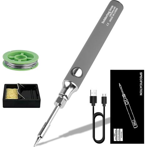 Mini fer à souder électrique sans fil ensemble 5V, portable, ensemble gris, 8W (1/5)