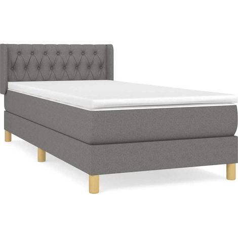 Lit complet avec matelas à ressorts ensachés et surmatelas tissu gris foncé 90 x 200 cm, 44.21kg (1/5)