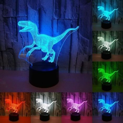 Nouveauté Atmosphère Lampe Dinosaure 3d Lumière de Nuit Cadeau 7 Coloré 3d Led Lampe Chambre lampe pour enfants Cadeaux M046F (1/3)