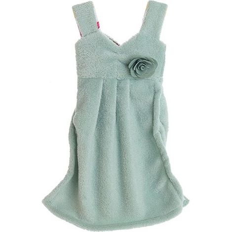 Serviette De Main En Polaire Corail - Design Jupe Suspendue - Pour Salle De Bain Et Cuisine - Vert - 1 Pièce (1/2)