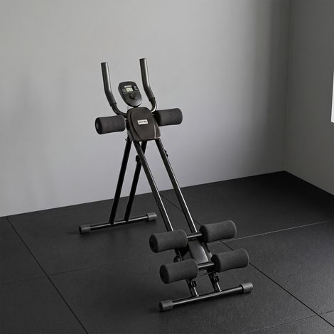 Appareil à Abdominaux Pliable avec Écran LCD, Double Rail, Mousse PVC, Cadre en Acier, 92x41x83cm, Noir (1/5)