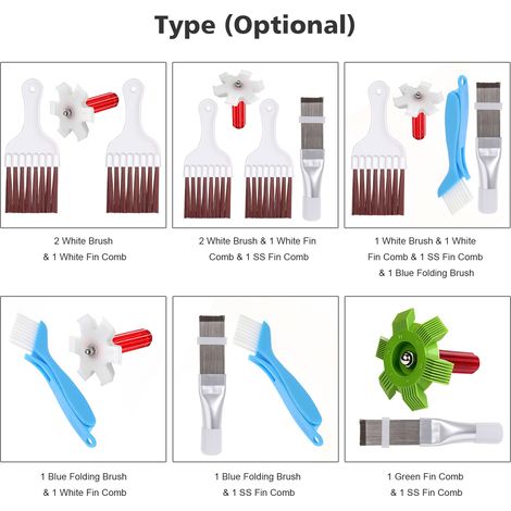 2 pièces ensemble de brosse et peigne de nettoyage d'aileron de condenseur de climatiseur nettoyant lisseur bobine de réfrigérateur pliant entretien de CVC outil de nettoyage de réparation de radiateu (1/3)