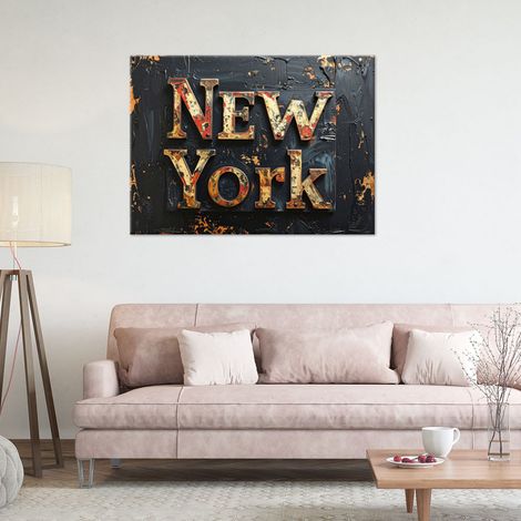 Wandbild New York Schild Farbe Imitation Typografie 60x40 (1/4)
