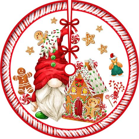 Jupe Jul-Tree, décoration semestrielle imprimée, décoration de fête Jul Qj Tree Skirt-8 (1/5)