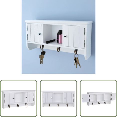 vidaXL Rangement clés - Armoire murale pour clés et bijoux avec portes et crochets (1/5)