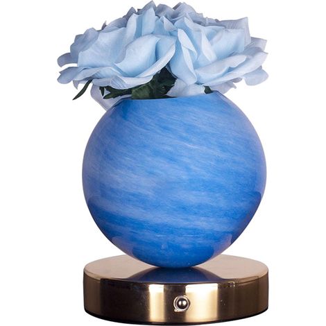 [Rose bleue + Pot bleu (Variation tricolore + Variation continue + Chargement USB)] Veilleuse décorative Rose Planète Rêveuse, Lampe de table d'ambiance, Cadeau original pour amies (1/2)