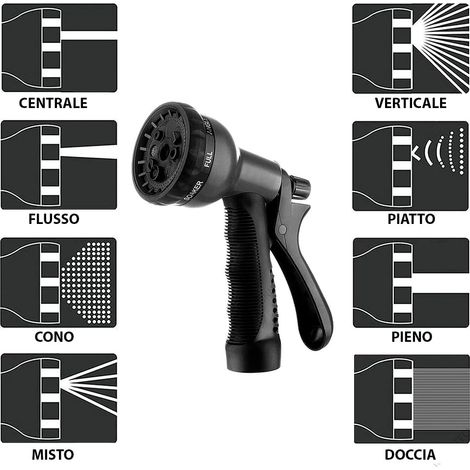 Tubo Da Giardino Estensibile Da 10 a 30 Metri Raccordi In Ottone Massiccio Tubo Flessibile Per Acqua Valvola Di Arresto E Ugello Multifuzione 8 Funzioni Autolavaggio Esterno Giardino - Misura: 5 / 15  (1/5)