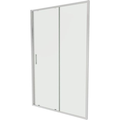 Porte de douche pour niche de douche 110cm Slim Profiles en Aluminium Chrome Verre Transparent 6mm Ajustable 107-111cm h190 - Réversible Mod. Portofino