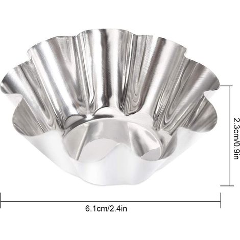 18 Moules à tartelettes, Acier inoxydable, Forme oeuf, 6,1x2,3cm, Réutilisables, Pour pâtisserie, Cuisson four (1/5)