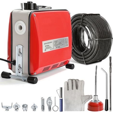 Wolketon 500W Macchina professionale per la pulizia dei tubi 400 giri/min Con 6 spirali e accessori