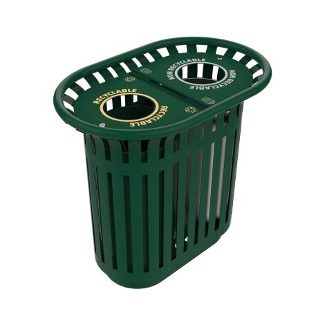 Corbeille à poser Tulipe, avec couvercle - 2x40l - vert mousse - RAL 6005 (1/4)