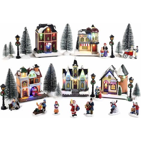 Set 30 statuine Natalizie Paesaggio Natalizio Componibile Luminoso Idea Regalo Natale Decorazione Natalizia per Casa e Negozi (1/2)