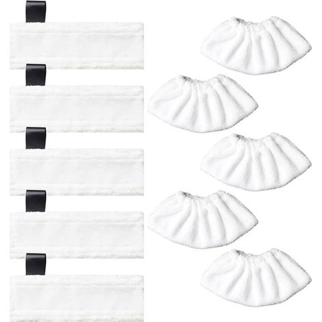 5 Bonnettes pour Buse de Sol en Microfibre + 5 Chiffons pour Buse à Main Accessoire lavables Compatibles avec Kärcher EasyFix SC2, SC3, SC4, SC5 Nettoyeurs Vapeur