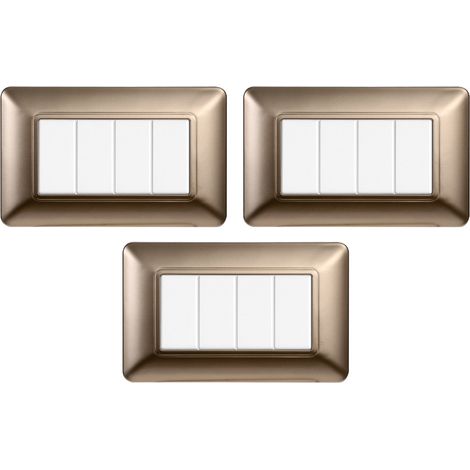 gloca Set Placche Plastica Compatibili Matix (3 Pezzi Acciaio Bronzato, 4 Posti) (1/4)