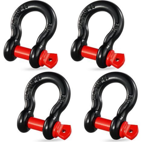 Vevor – Manille à anneau D 16 mm – Lot de 4 manilles de remorquage en acier allié – Résistance à rupture 13 t – Goupille à vis amovible – Pour VTT, camions, jeep (1/5)