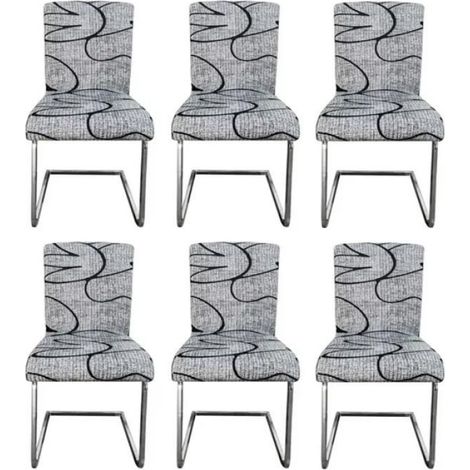 Housse de Chaise - 6 Pièces - Lavable - Déhoussable - Gris (1/3)