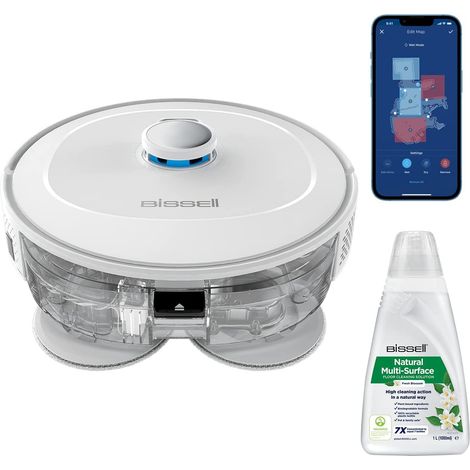 Bissell SpinWave R5 Aspirapolvere Robot con Mop Navigazione LIDAR Rilevamento di Tappeti e Moquette Aspirazione Potente Fino a 2000pa Aspirapolvere Senza Fili 61 dB Bianco 3475N (1/4)