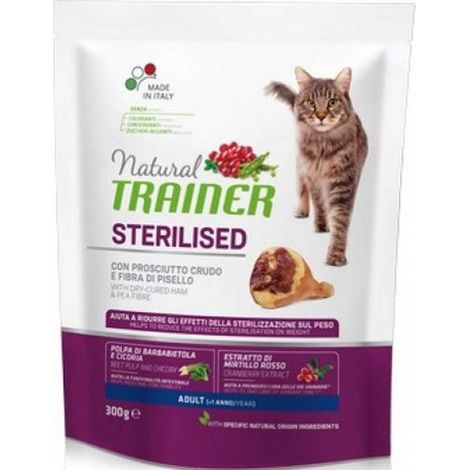 NATURAL TRAINER SACCO CROCCHETTE GATTO STERILIZZATO DRY CURE PROSCIUTTO CRUDO 300 GR