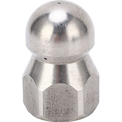 Buse de nettoyage haute pression 5000 PSI pour le débouchage de canalisations, buse de nettoyage à jet d'eau en acier inoxydable, tête sphérique, 1 orifice avant, 3 orifices arrière, filetage G3/8 po