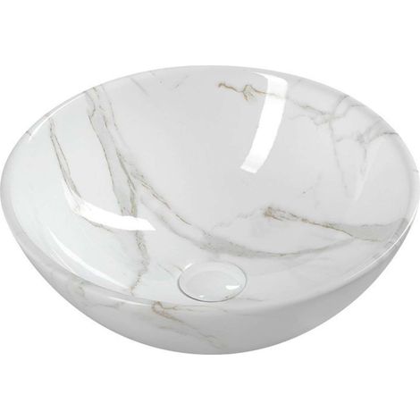 Sapho Dalma - Aufsatzwaschbecken, Durchmesser 42 cm, ohne Hahnloch, ohne Überlauf, Carrara MM117 (1/5)