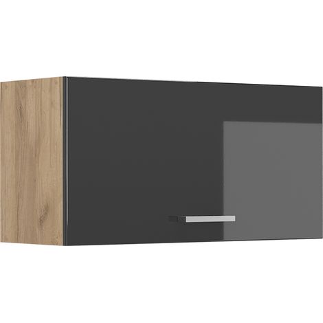 Pensile da cucina R-Line, Antracite lucido/Rovere dorato, 80 cm Piatto, Vicco (1/5)