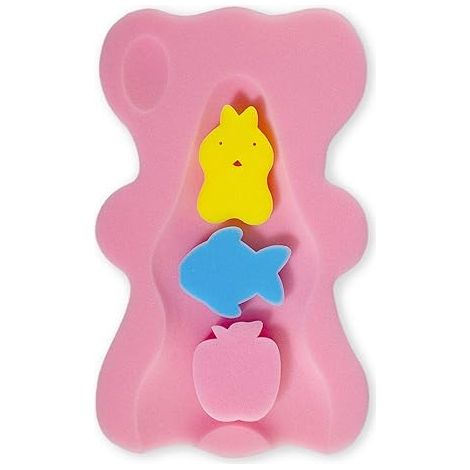 Éponge de bain douce pour bébé, tapis de bain antidérapant pour nouveau-né, sans odeur (rose) (1/5)