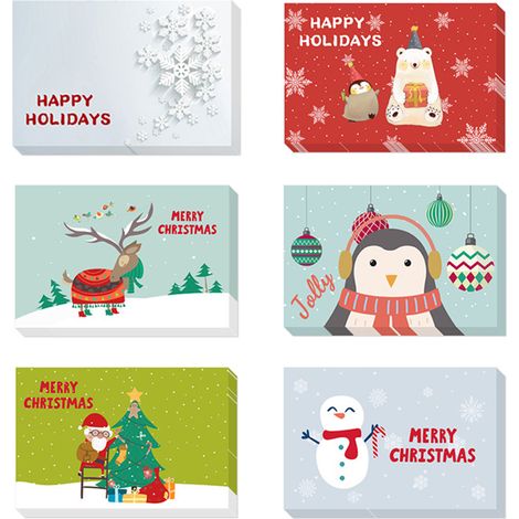 24 Cartes de Noël, cartes de vœux, papier couché brillant, intérieur lisse, enveloppes assorties, autocollants, famille amis (1/5)