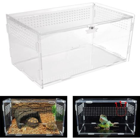 Terrarium en Acrylique Boîte d'Élevage Transparente pour Reptiles Boîte de Nourrissage Rectangulaire pour Lézard Tortue Araignée Serpent (1/5)