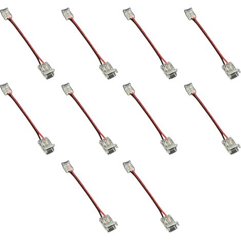10 Pezzi Connettore Trasparente Invisibile 8mm 2 PIN per Collegare 2 Strisce LED COB