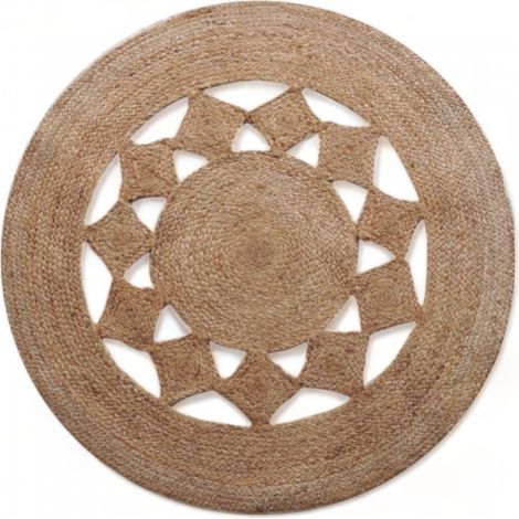 Tapis rond en jute naturel ajouré, Beige, 80 cm - Atout Ciel 69011 (1/3)