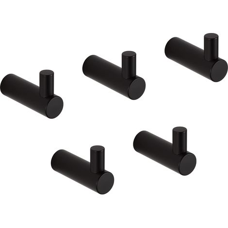 Lot de 5 crochets muraux en acier inoxydable 304 pour salle de bain et cuisine Noir (1/5)