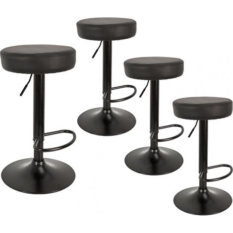 SMIDO - Lot de 4 Tabourets Réglables Simili Noir (1/4)