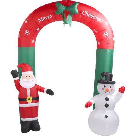 Arche gonflable de Noël de 2,40 m (7,9 pi) avec Père Noël et bonhomme de neige - Décoration extérieure pour jardin, pelouse et fêtes de fin d'année - Prise américaine 100-240 V (1/5)