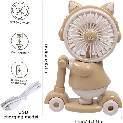 Mini Ventilatore USB con Temperino – 2 Velocità Silenzioso, Design Compatto Scooter 11x15,5 cm – Ideale per Ufficio e Viaggio (1/4)