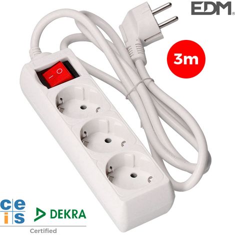 Blocco EDM - 3 prese con interruttore - 16A - 3m - 41043
