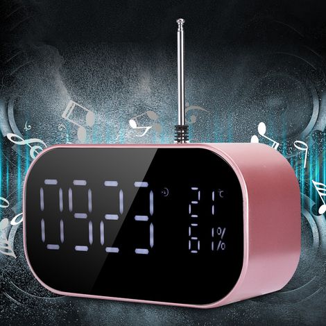 Enceinte Bluetooth sans Fil avec Écran LCD, Boîtier Métallique, Alarme et Basses Puissantes pour Table de Chevet (1/5)