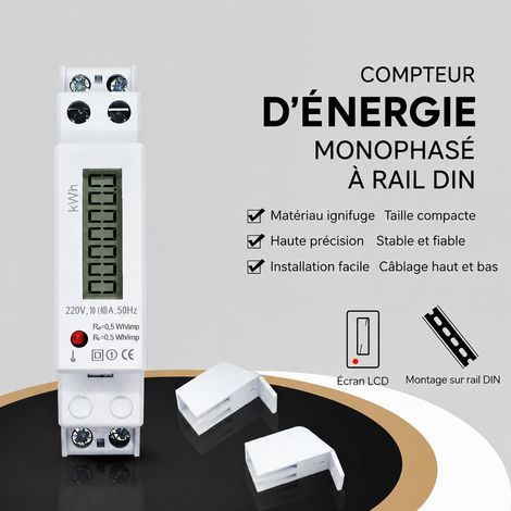 Compteur d'énergie monophasé électronique DDS1104 220V 10(40)A sur rail DIN 10 40 40a 100 g – Livraison gratuite (1/5)