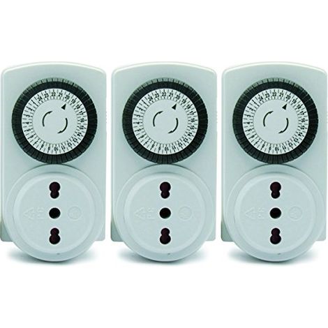 Electraline 3333 Kit 3 pezzi, Programmatore Timer meccanico giornaliero, 3680 W, 250 V, Set di 3 (1/2)