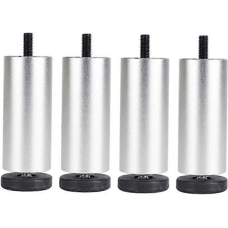 4 pieds de rechange pour canapé, compatibles avec table basse et table d'appoint, argentés, 15 cm (1/5)
