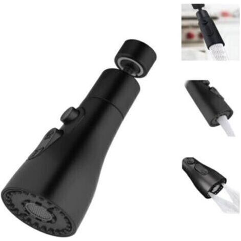 Embout Robinet Cuisine Rotatif 3 Modes Douchette Evier Cuisine Robinet avec Adaptateur Tête Douchette Evier Cuisine pour FM22 Robinet,Embout Robinet Cuisine (Noir) (1/5)